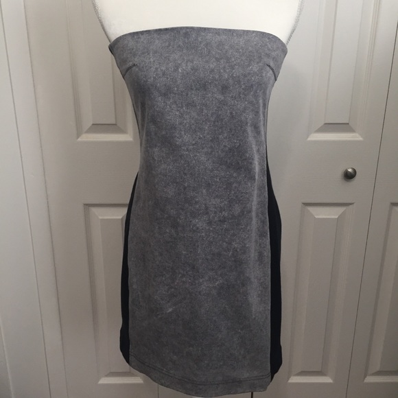 Topshop NWT Grey Denim Strapless Dress Size 10 - Picture 1 of 6